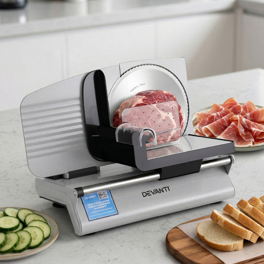 Electric Food Slicer 200W Meat Bread Vegetable 0-15mm Adjustable Stainless Blade - Brand New