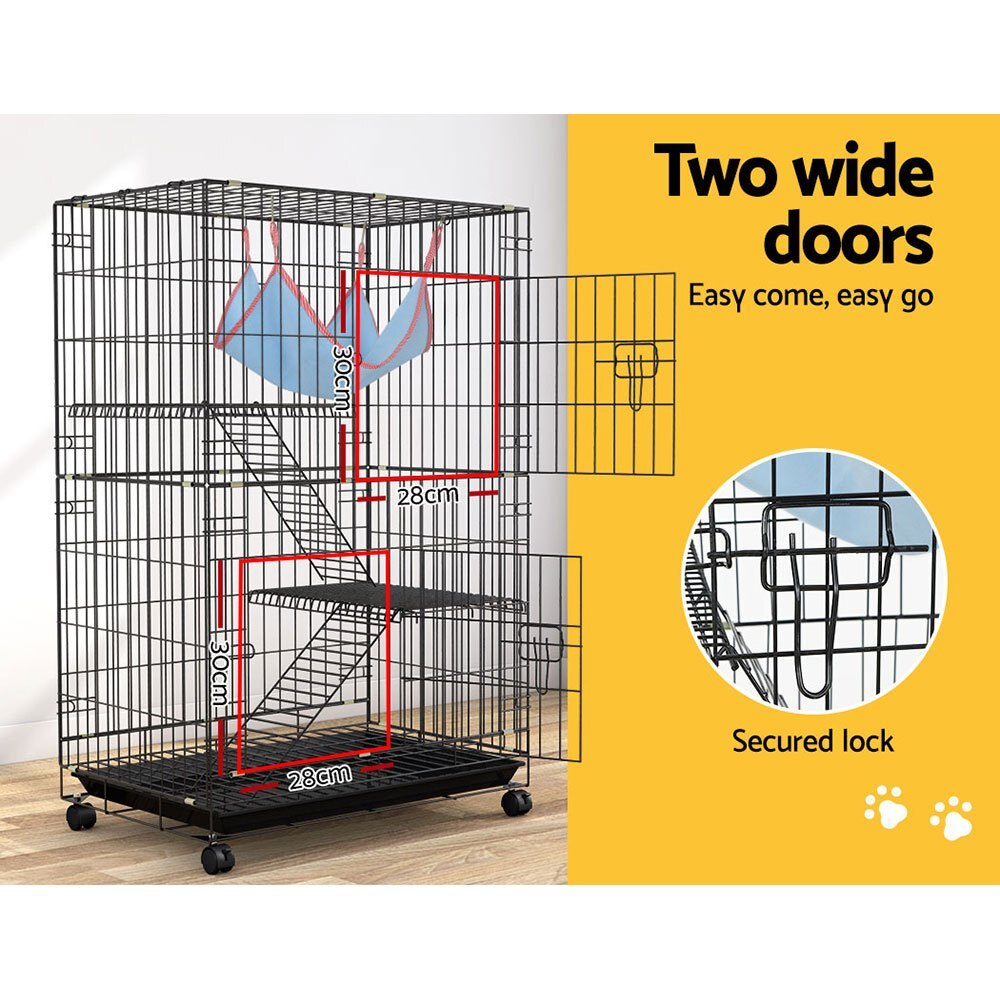 Rabbit Cage 100cm 3 Level Hutch on Wheels Guinea Pig Ferret - Brand New