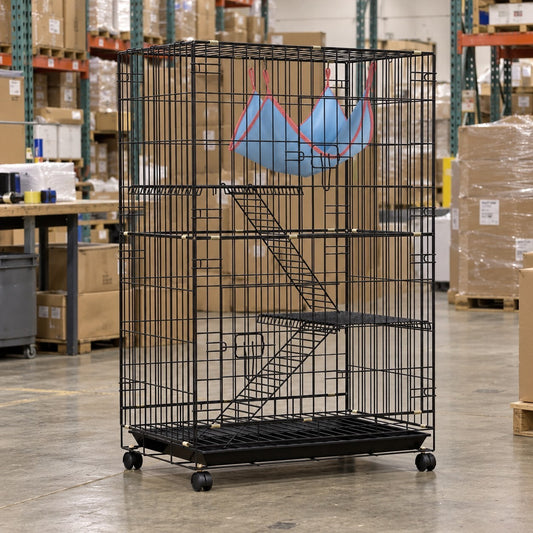Rabbit Cage 100cm 3 Level Hutch on Wheels Guinea Pig Ferret - Brand New