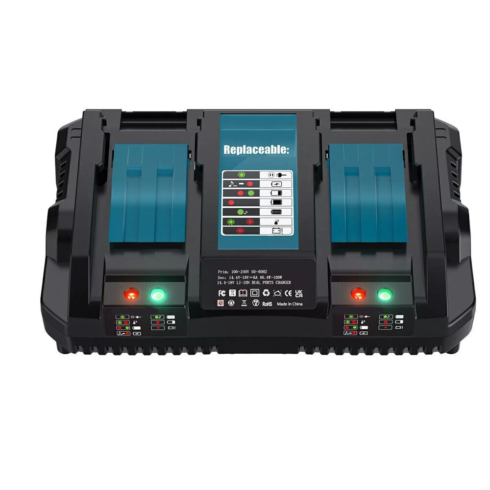 Dual Port 18V Battery Charger Twin Rapid Fast Charger BL1850 BL1860 - Brand New