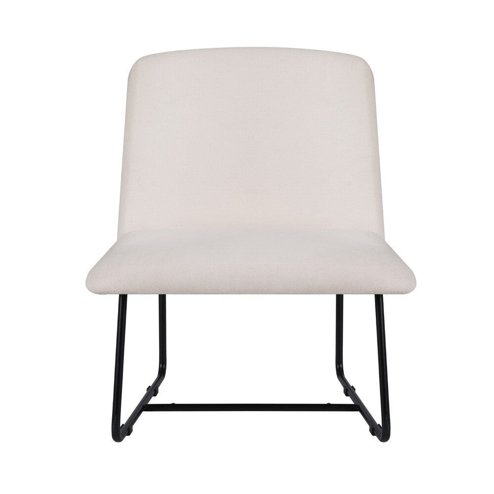 Accent Chair Beige Linen Armless Lounge Chair Metal Legs - Brand New
