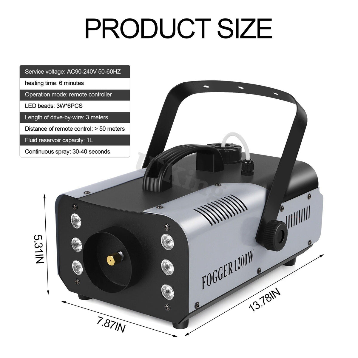 1200W Smoke Machine with RGB LED Lights + Remote Fog Machine - Brand New