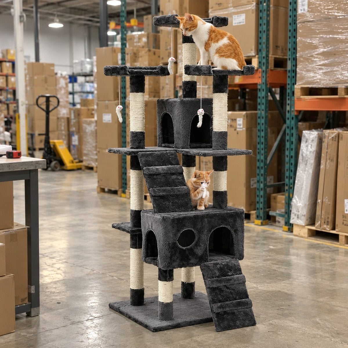 Cat Tree 180cm Tower Scratching Post Condo Grey - Brand New