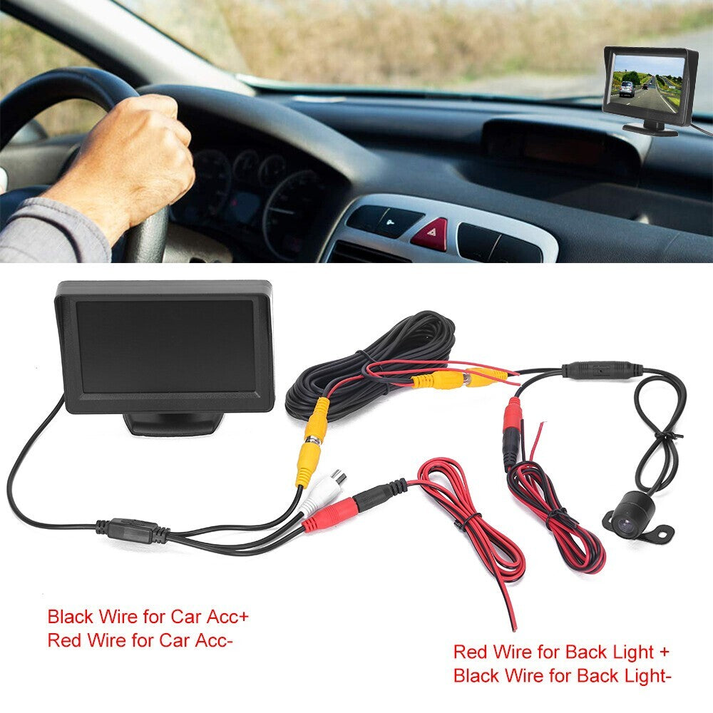 Reverse Camera Kit with 4.3 Inch Monitor Waterproof Night Vision Car - Brand New