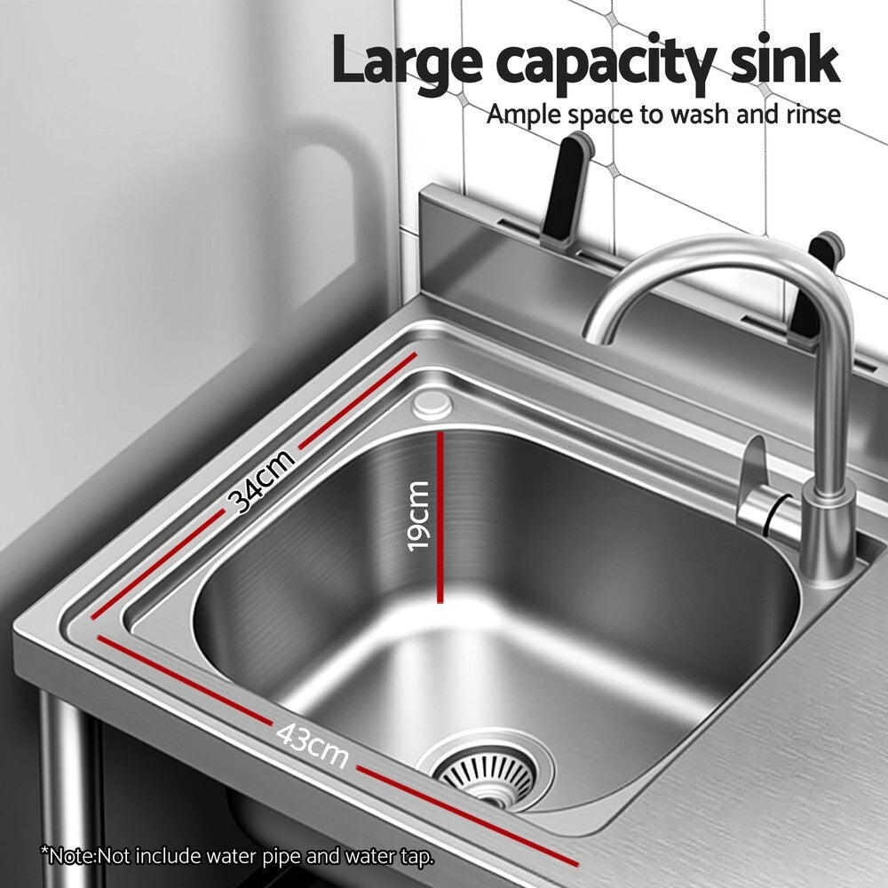 Stainless Steel Kitchen Bench Work Table with Sink Splashback 120cm - Brand New
