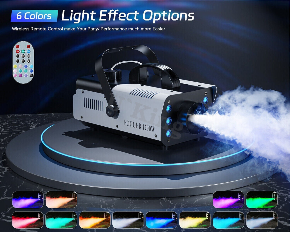1200W Smoke Machine with RGB LED Lights + Remote Fog Machine - Brand New