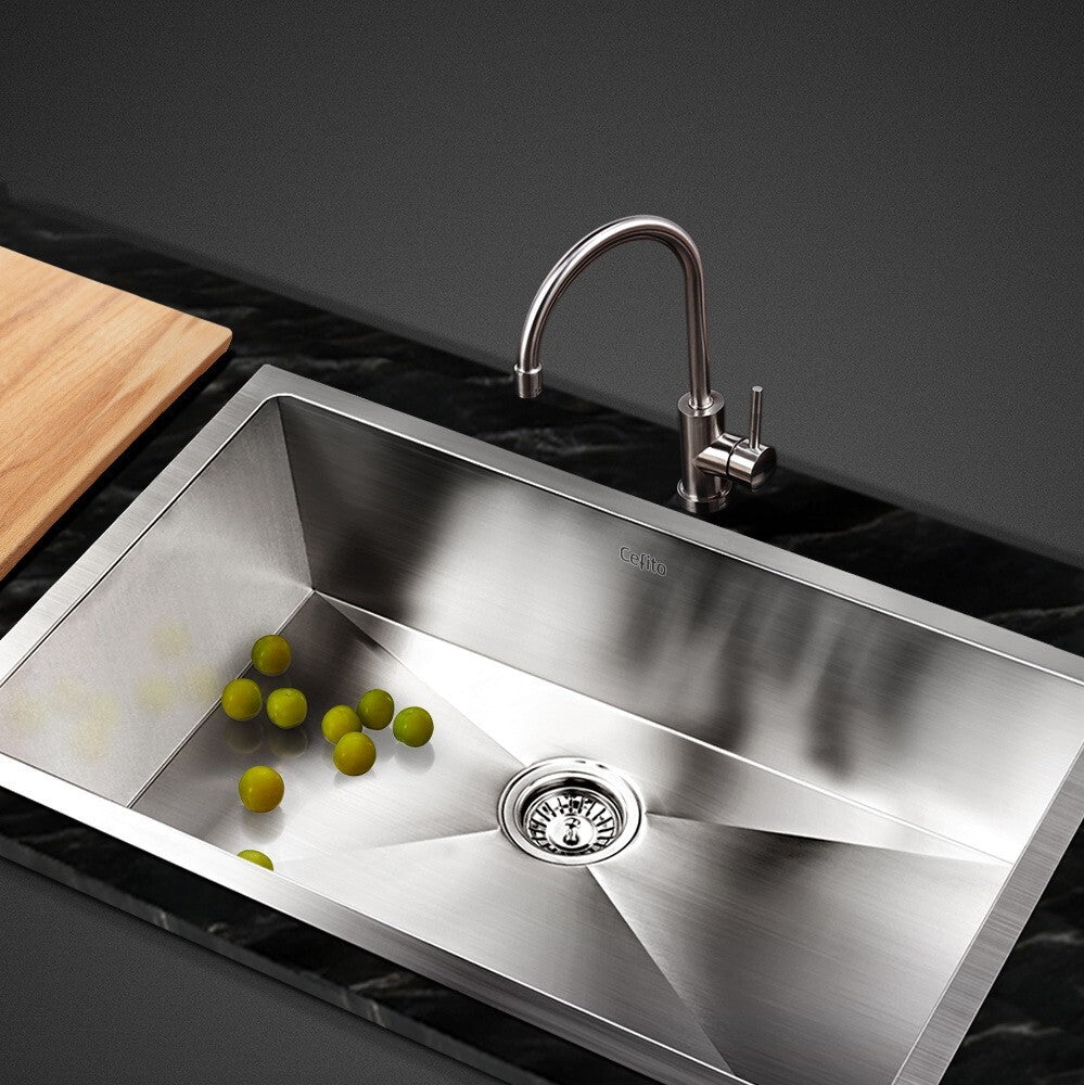 Kitchen Sink 70 x 45cm Stainless Steel Single Bowl Silver - Brand New
