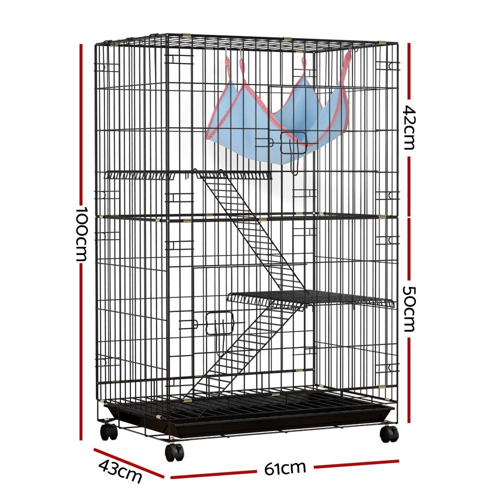Rabbit Cage 100cm 3 Level Hutch on Wheels Guinea Pig Ferret - Brand New