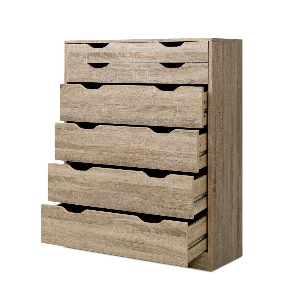 6 Chest of Drawers Tallboy Oak - Bedroom Storage Dresser - Brand New