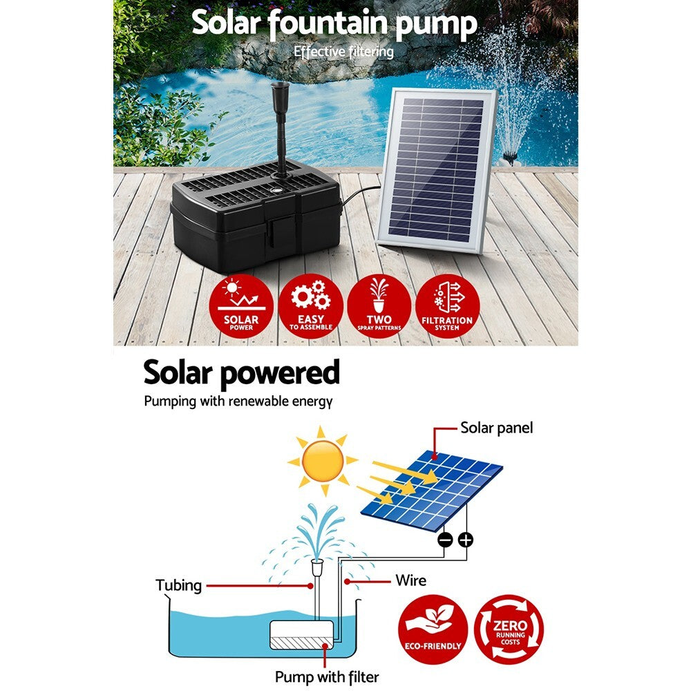 Solar Pond Pump with Filter Box 500L/H Fountain Kit 140cm Lift - Brand New