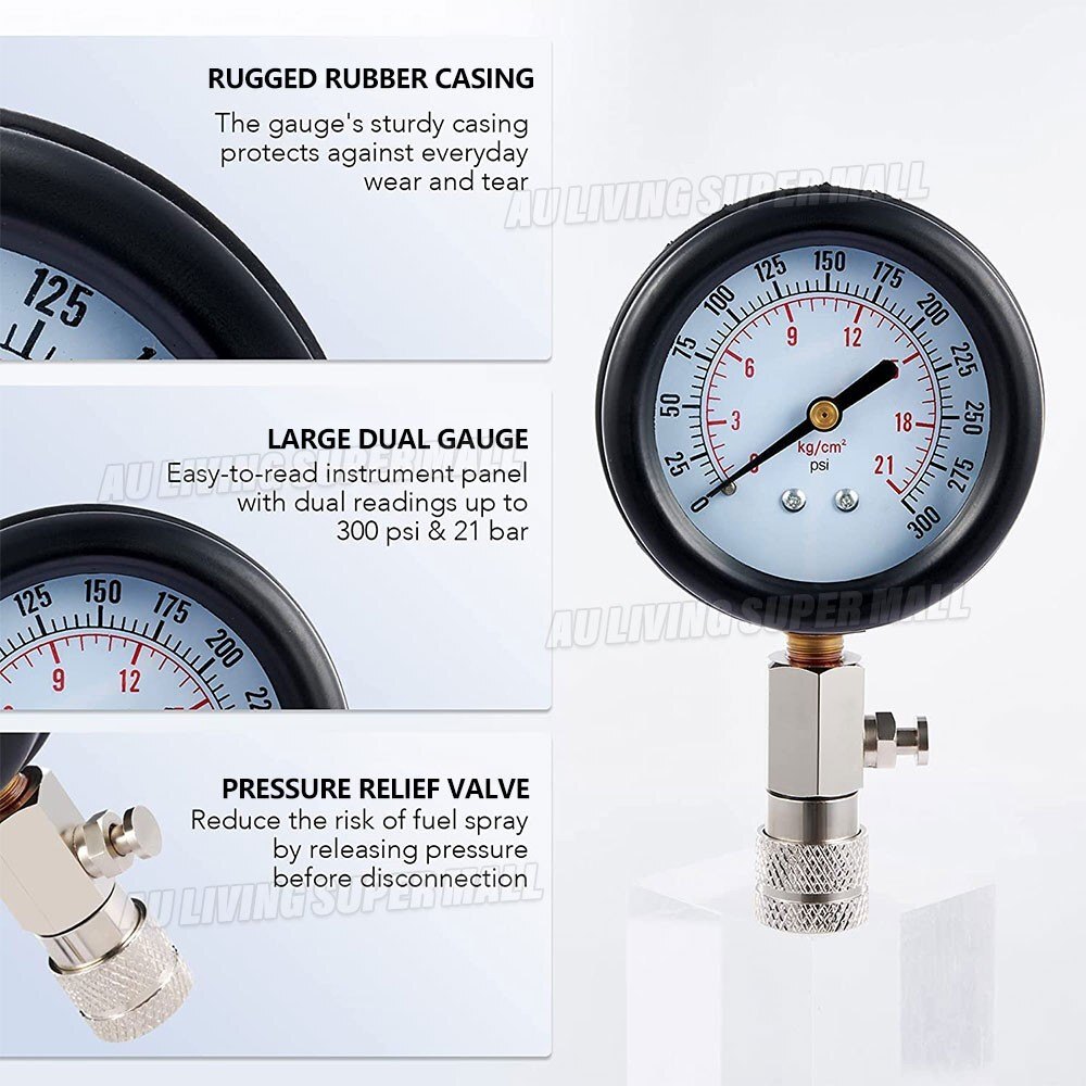 Petrol Engine Compression Tester Kit 300psi Gauge Set - Brand New