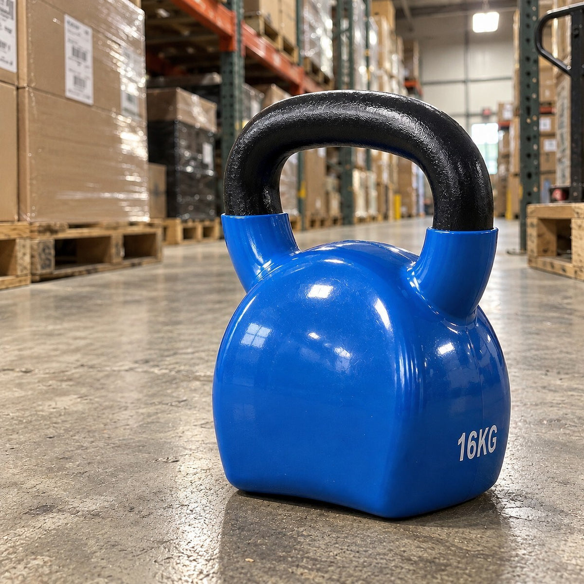 16kg Cast Iron Kettlebell Blue PVC Coated - Brand New