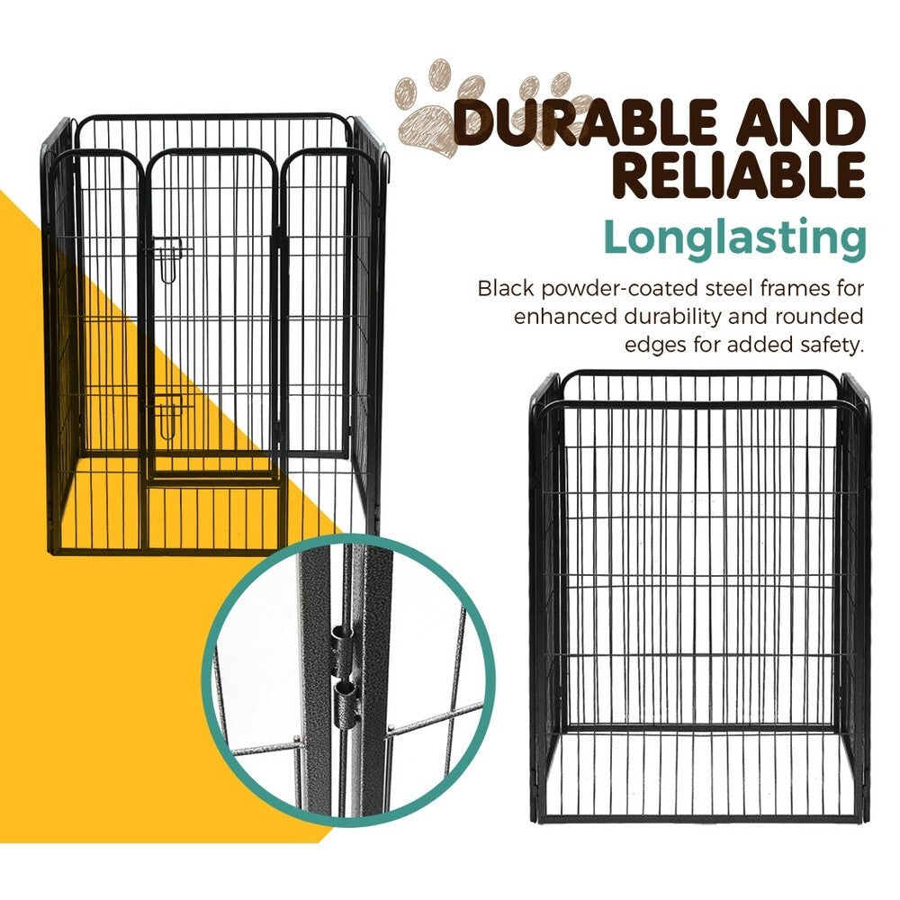 Heavy Duty Pet Playpen 8 Panel 100cm Tall Exercise Pen Enclosure Black - Brand New
