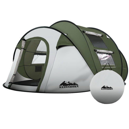 Instant Pop Up Camping Tent 4-5 Person Family Dome Green - Brand New