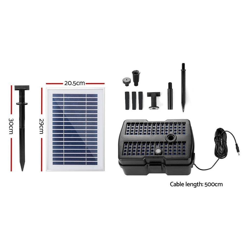Solar Pond Pump with Filter Box 500L/H Fountain Kit 140cm Lift - Brand New