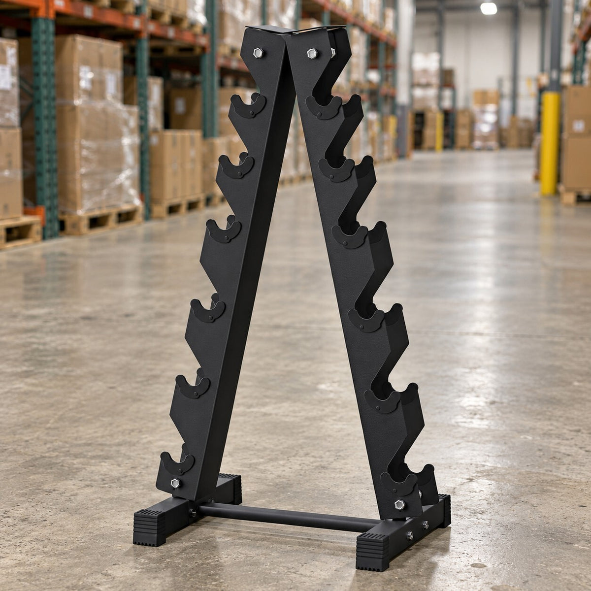 6 Tier Dumbbell Rack A-Frame Stand Home Gym Storage 200kg Capacity - Brand New