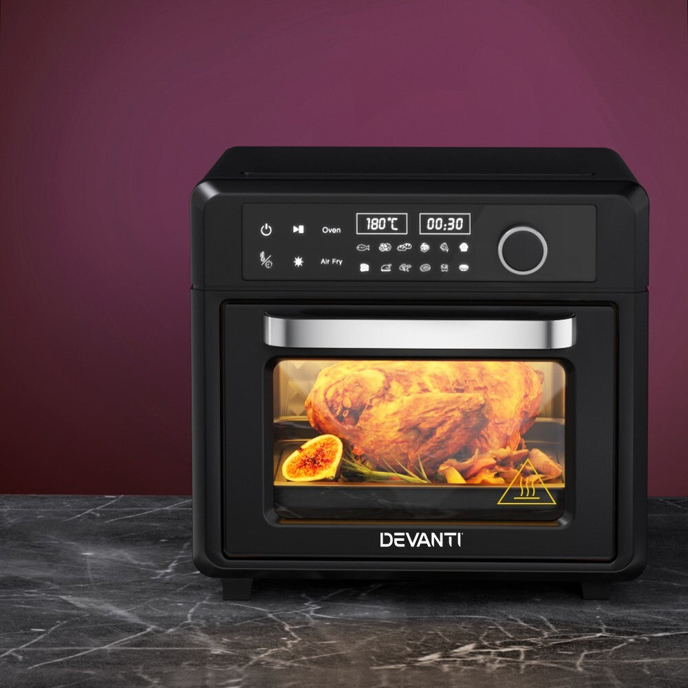 20L Air Fryer Oven LCD Touch 1400W 12 Presets Black - Brand New