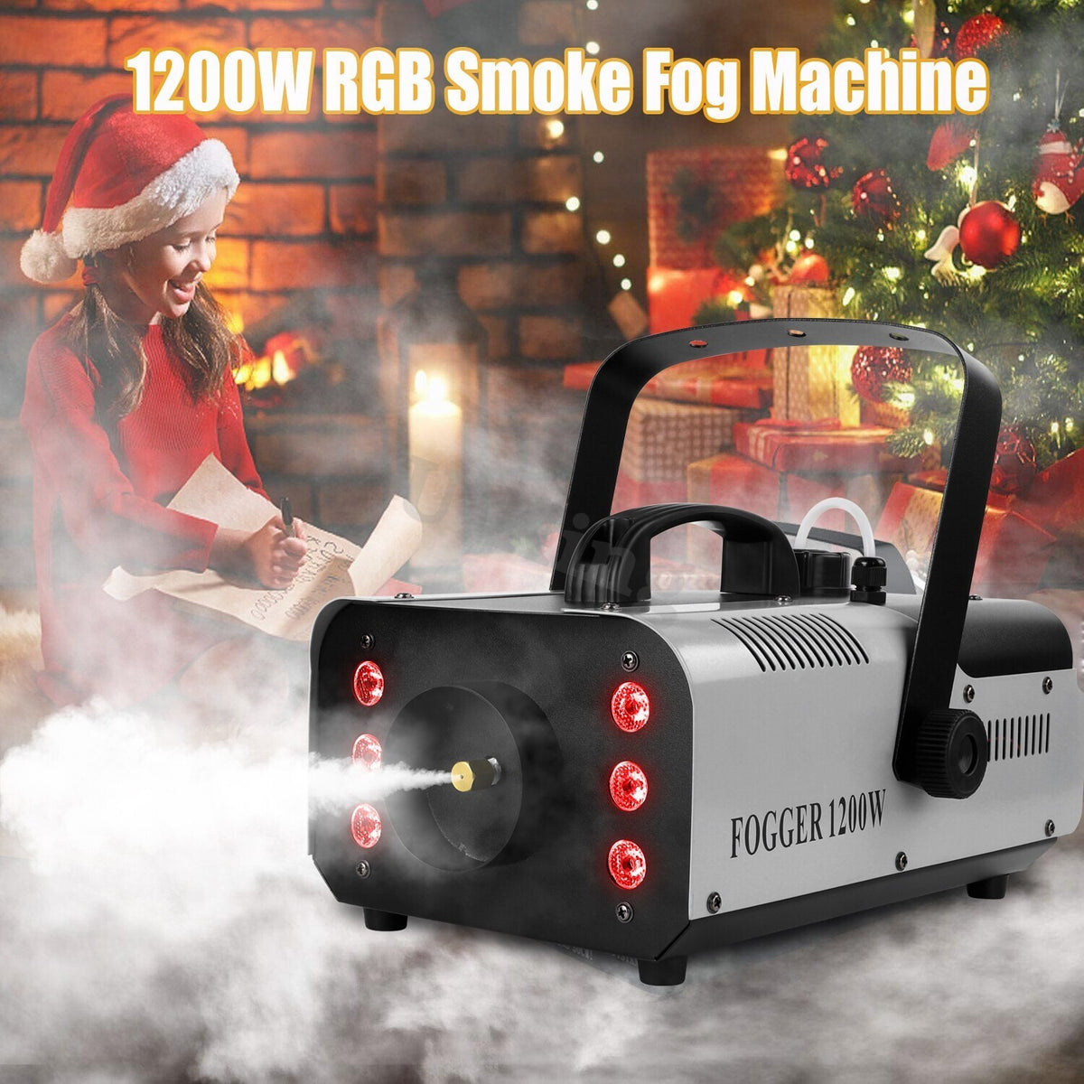 1200W Smoke Machine with RGB LED Lights + Remote Fog Machine - Brand New