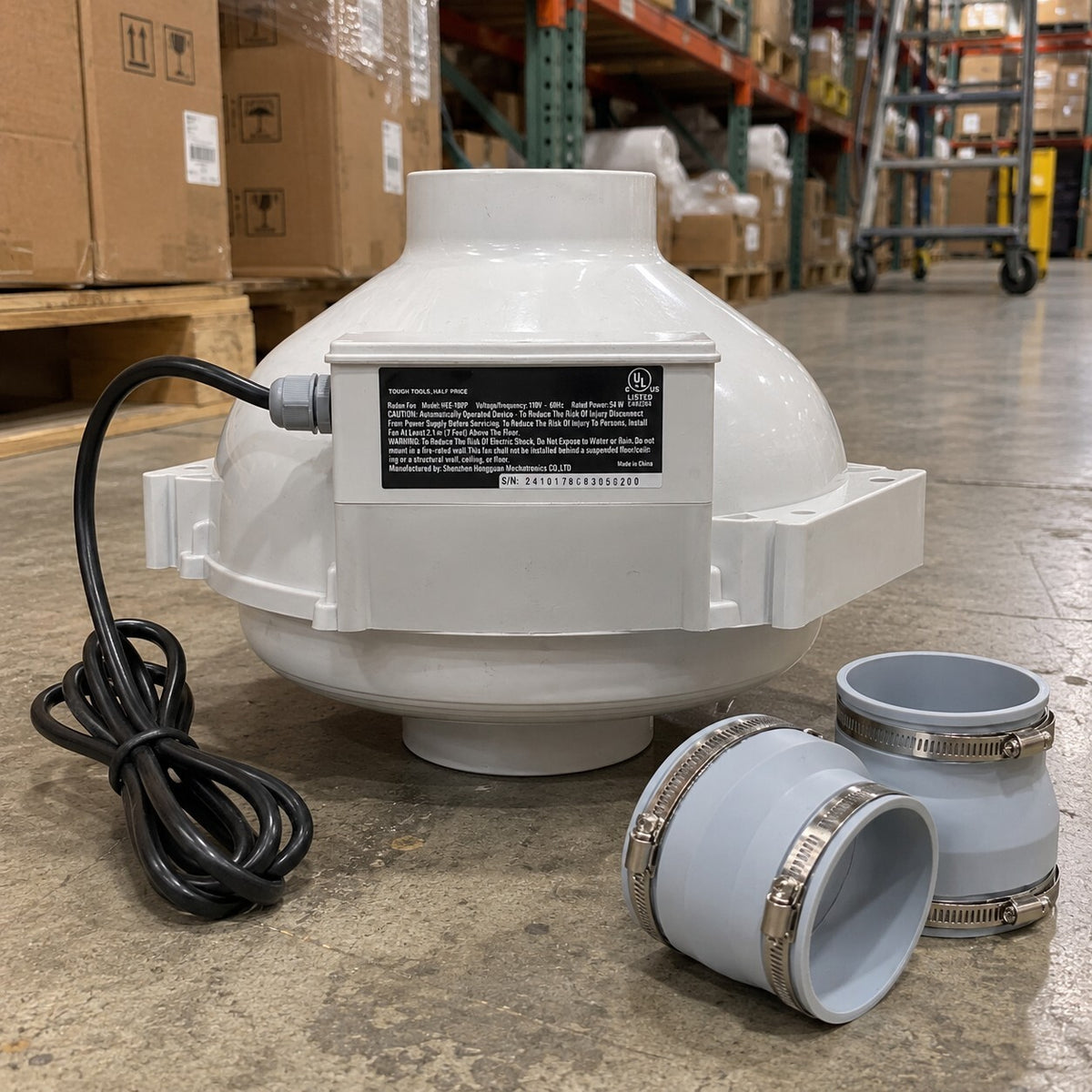 Quiet Inline Duct Fan 4 Inch 240V Radon Ventilation Exhaust 260CFM - Brand New