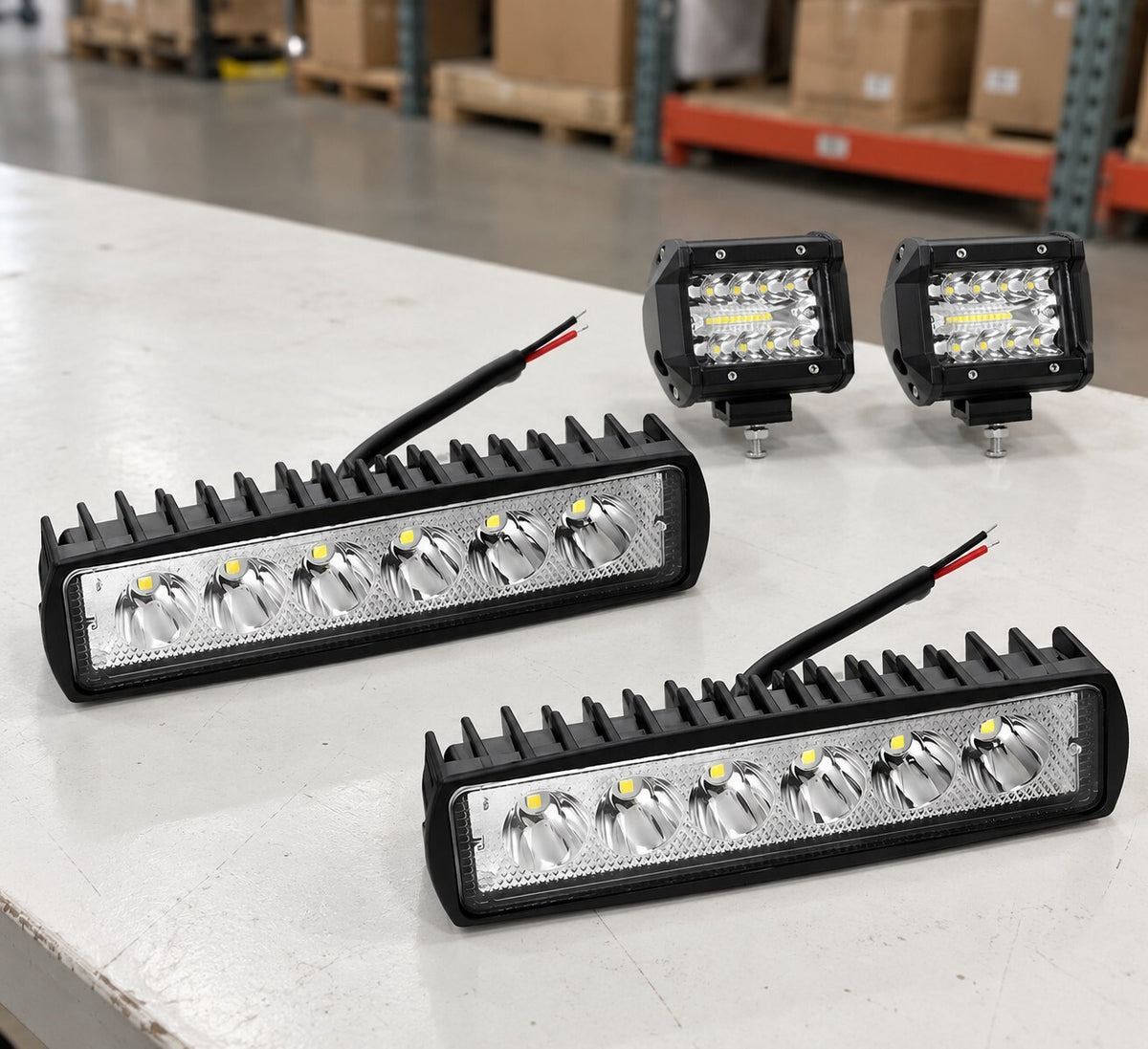 4x LED Work Lights Set 2x 6 Inch + 2x 4 Inch Pods 12V 24V - Brand New