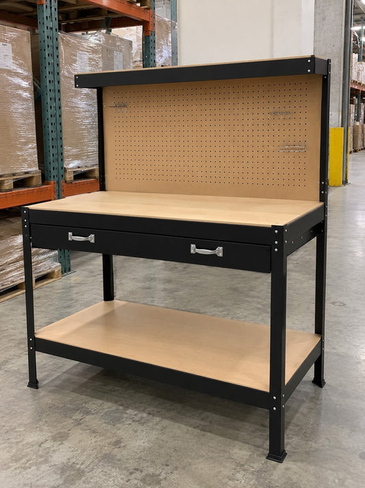 Workbench with Pegboard and Drawer 120cm Garage Work Table - Brand New