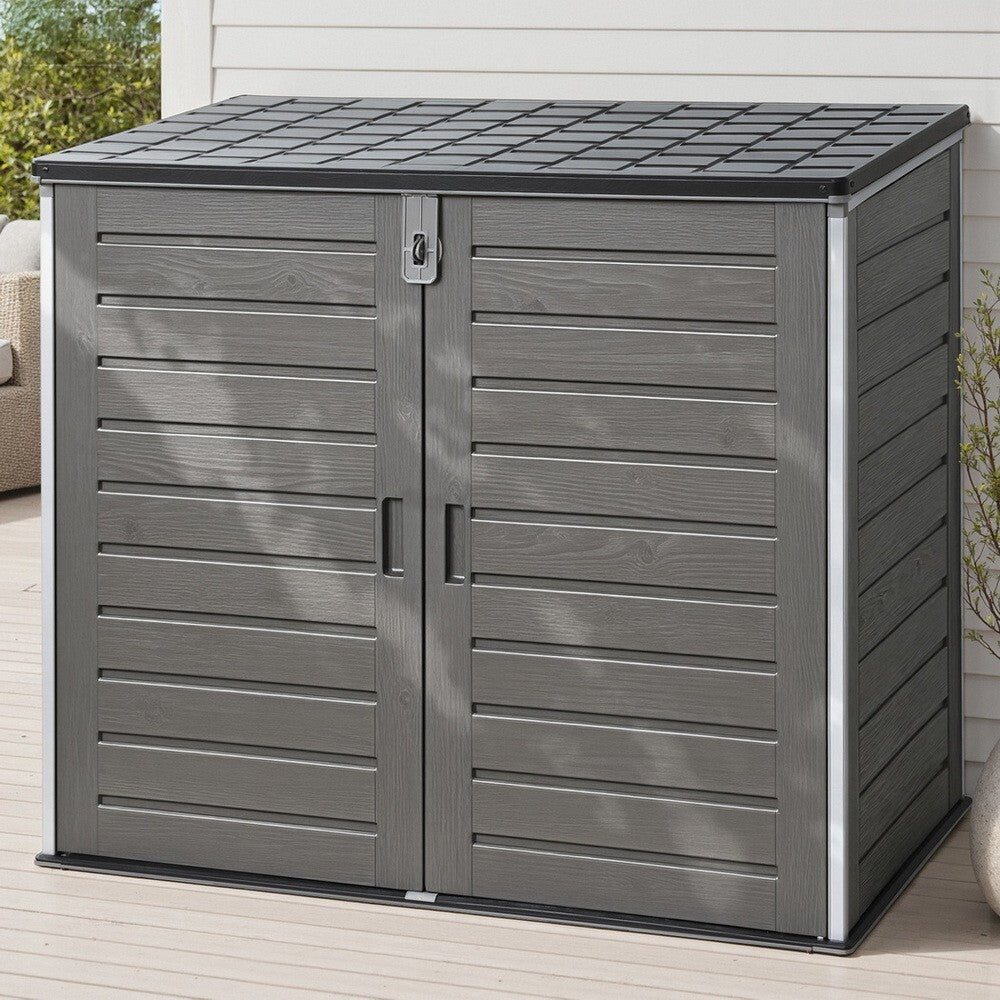 Outdoor Storage Shed 1170L Lockable Garden Tool Cabinet Grey - Brand New