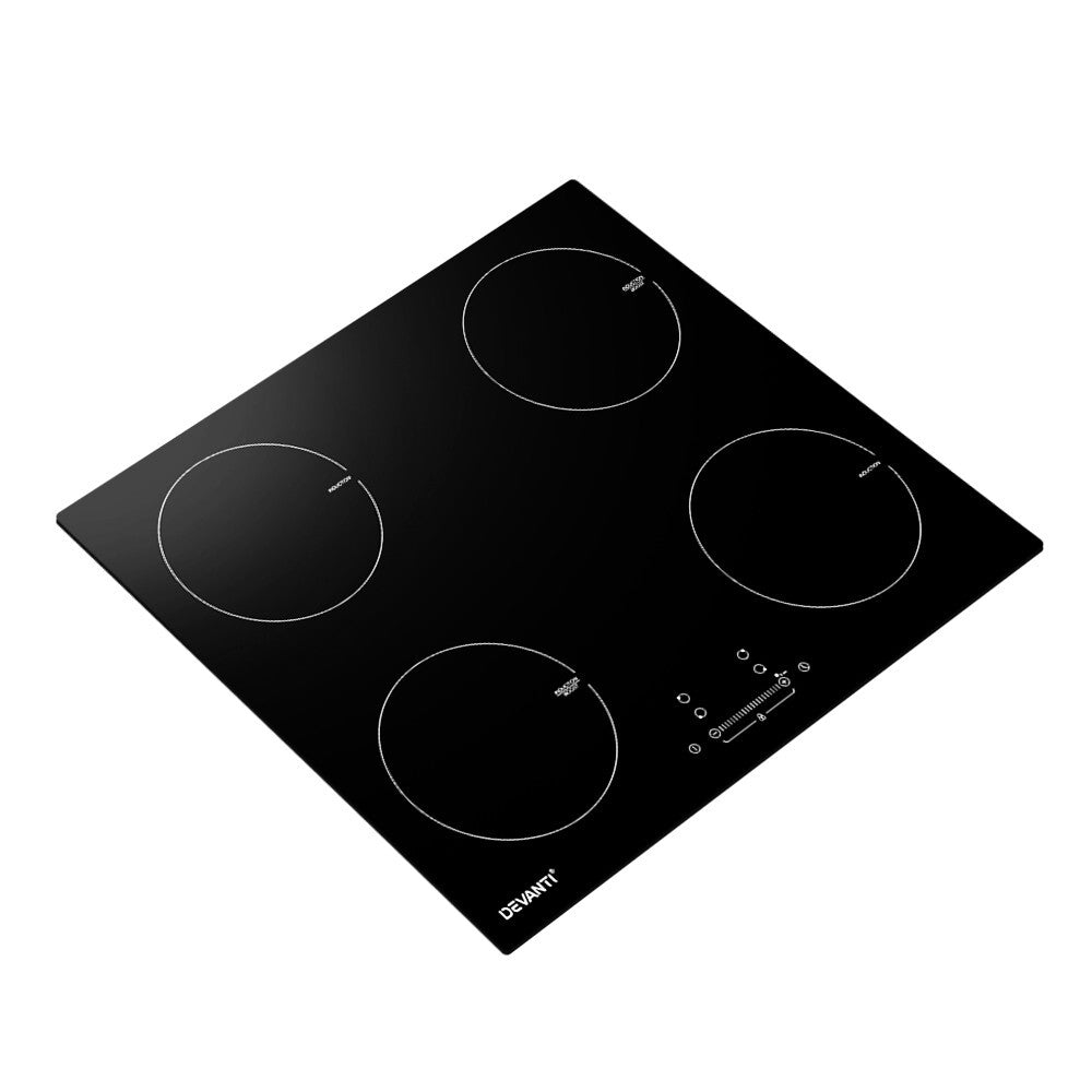 60cm Induction Cooktop 4 Zone Black Glass Touch Control - Brand New