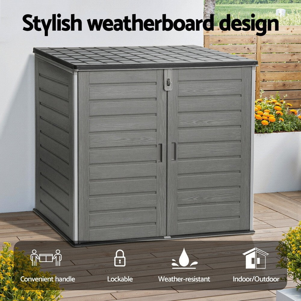Outdoor Storage Shed 1170L Lockable Garden Tool Cabinet Grey - Brand New