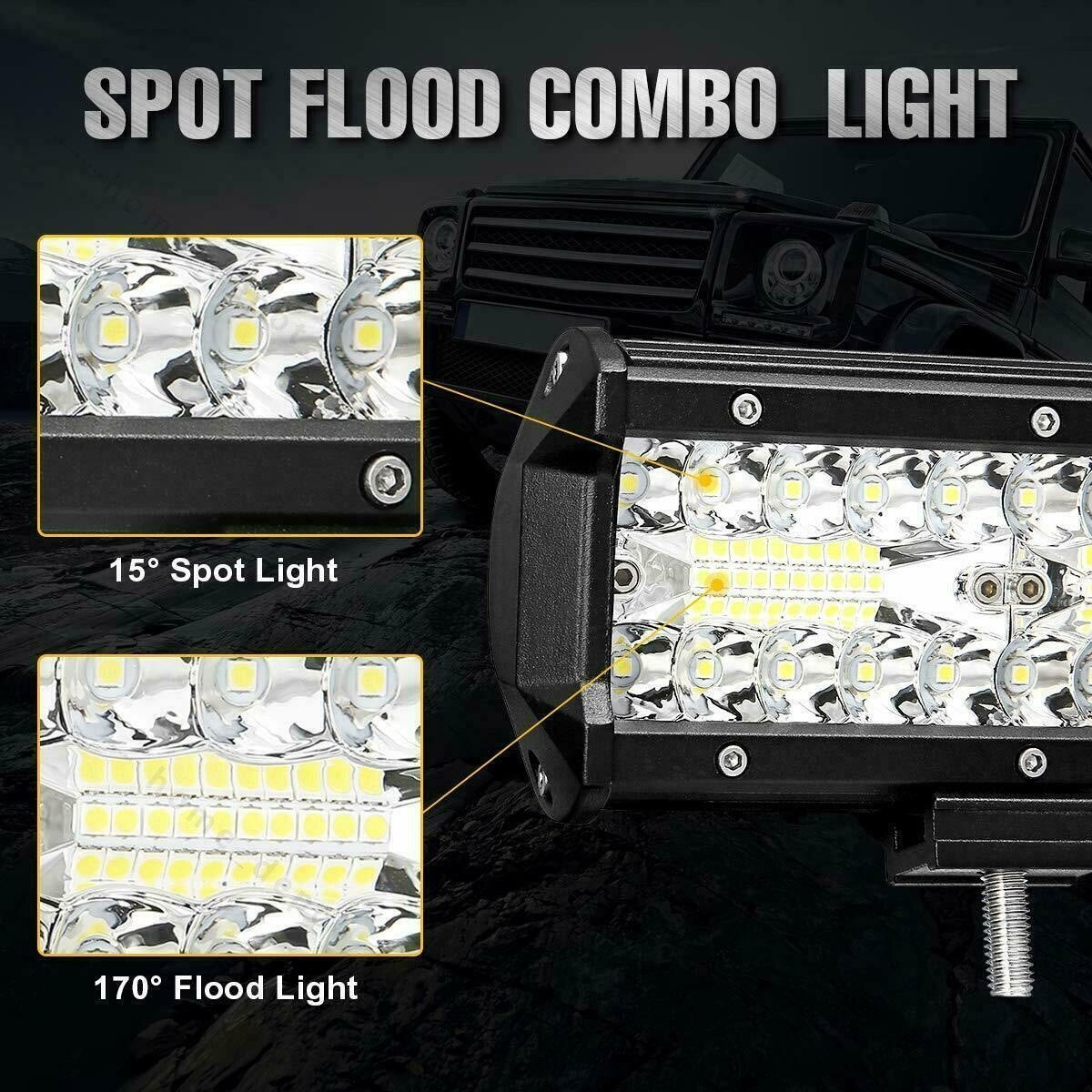 2x 7 Inch LED Light Bars Spot Flood Combo 4x4 Offroad Work Lights Pair - Brand New