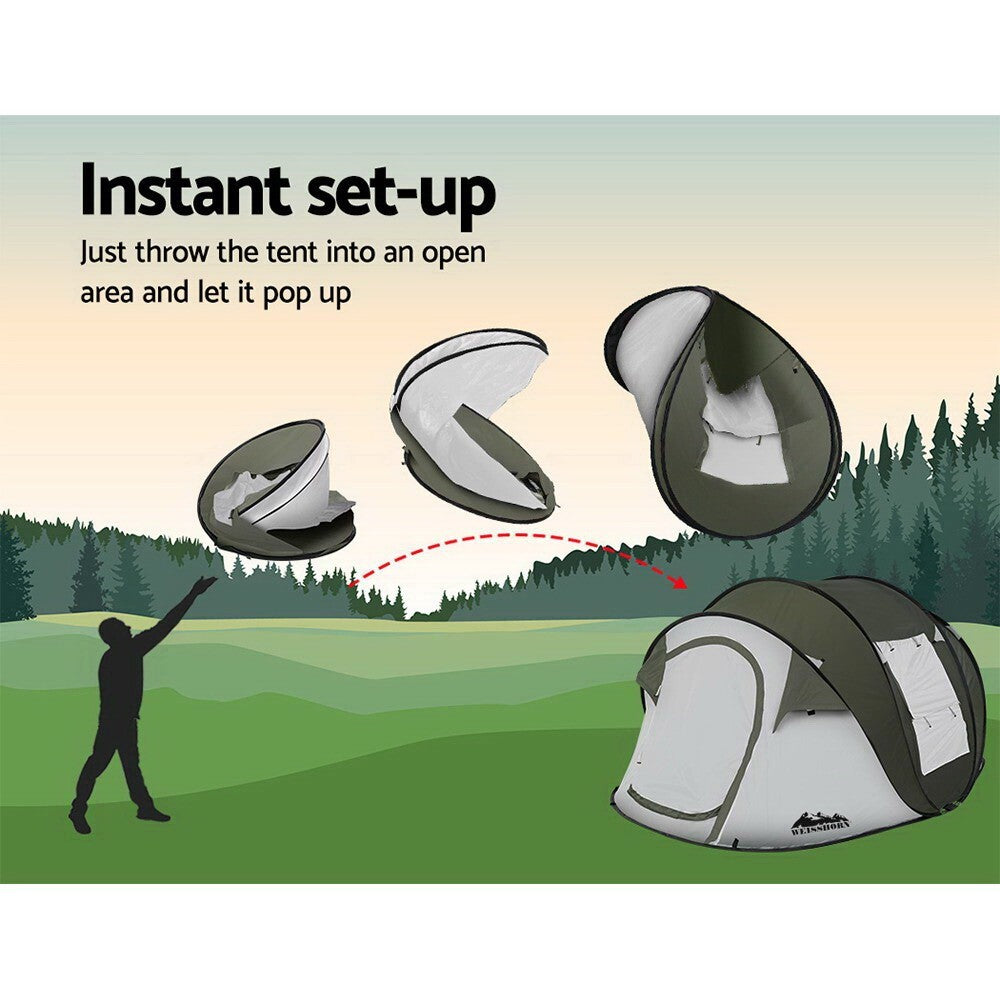 Instant Pop Up Camping Tent 4-5 Person Family Dome Green - Brand New
