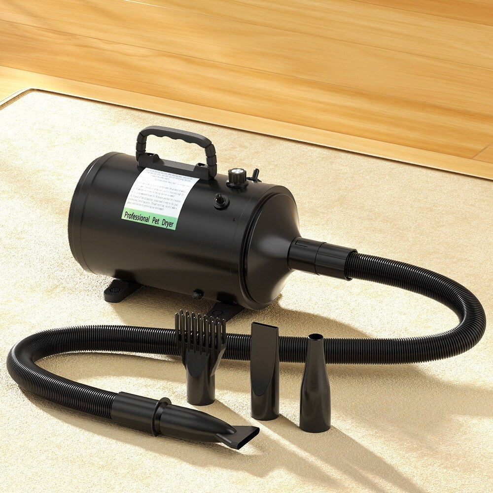 Low Noise Dog Hairdryer Pet Grooming Force Dryer 2200W Black - New
