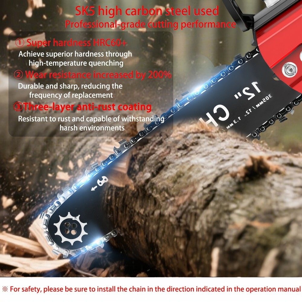 12 Inch Cordless Chainsaw Brushless 21V with 2 Batteries Electric Chain Saw - Brand New