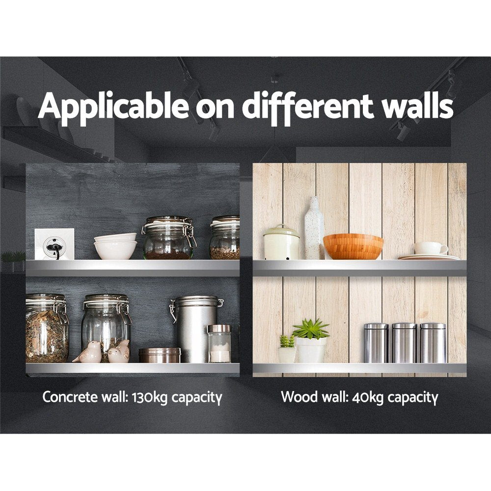 1200mm Stainless Steel Wall Shelf Kitchen Rack Heavy Duty - Brand New