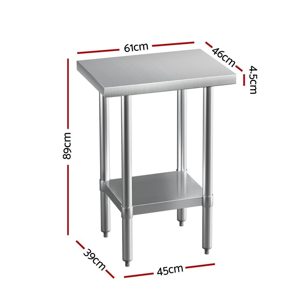Stainless Steel Kitchen Bench Work Table 610 x 457mm 430 Grade - Brand New