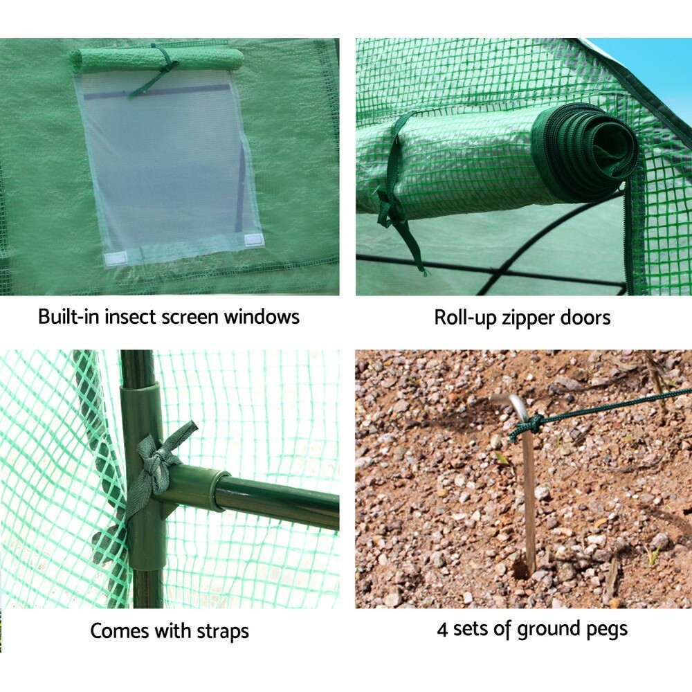 Walk In Greenhouse 3x2x2m Garden Grow Tunnel Green - Brand New