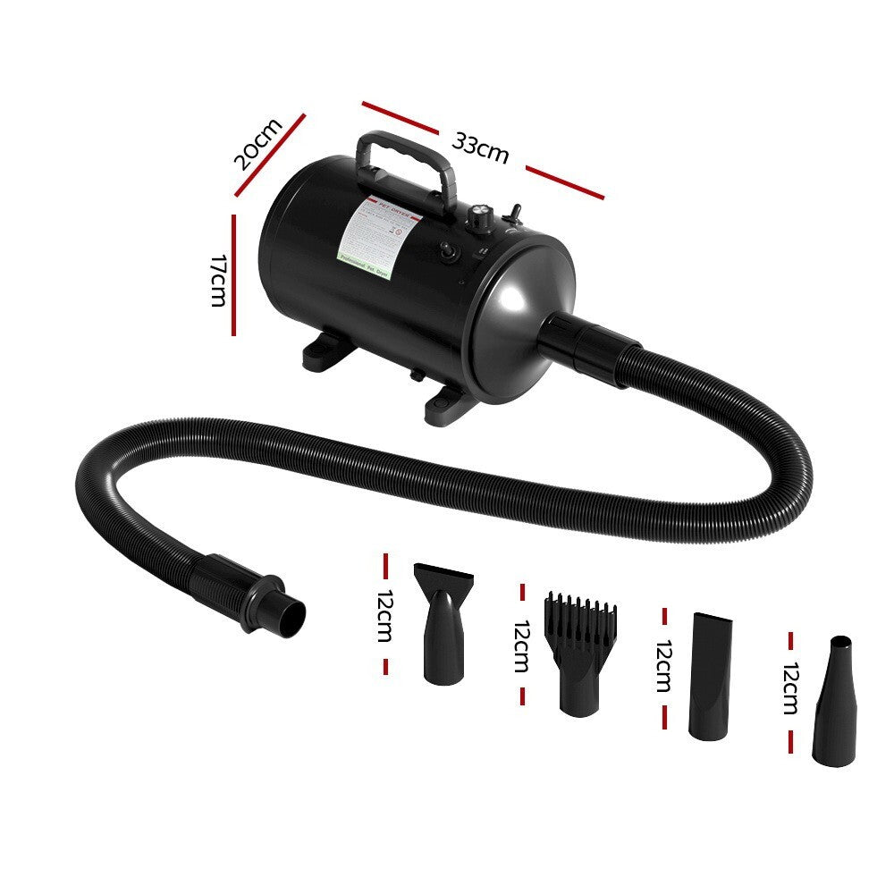 Low Noise Dog Hairdryer Pet Grooming Force Dryer 2200W Black - New