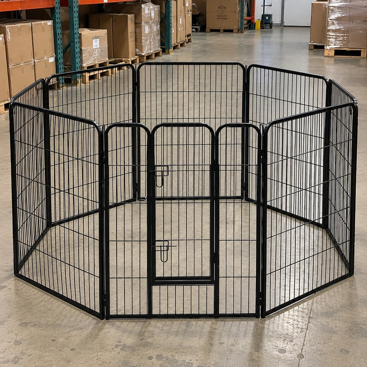 Heavy Duty Pet Playpen 8 Panel 100cm Tall Exercise Pen Enclosure Black - Brand New
