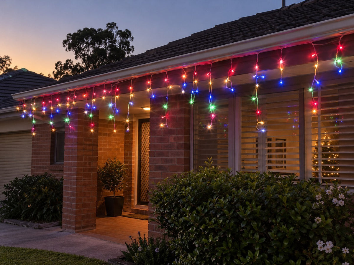 Christmas Icicle Lights 20m 800 LED Multi Colour 8 Modes Outdoor - Brand New