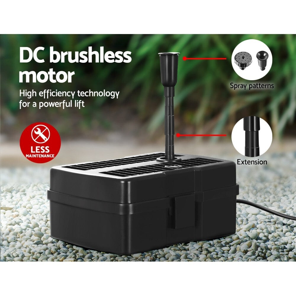 Solar Pond Pump with Filter Box 500L/H Fountain Kit 140cm Lift - Brand New