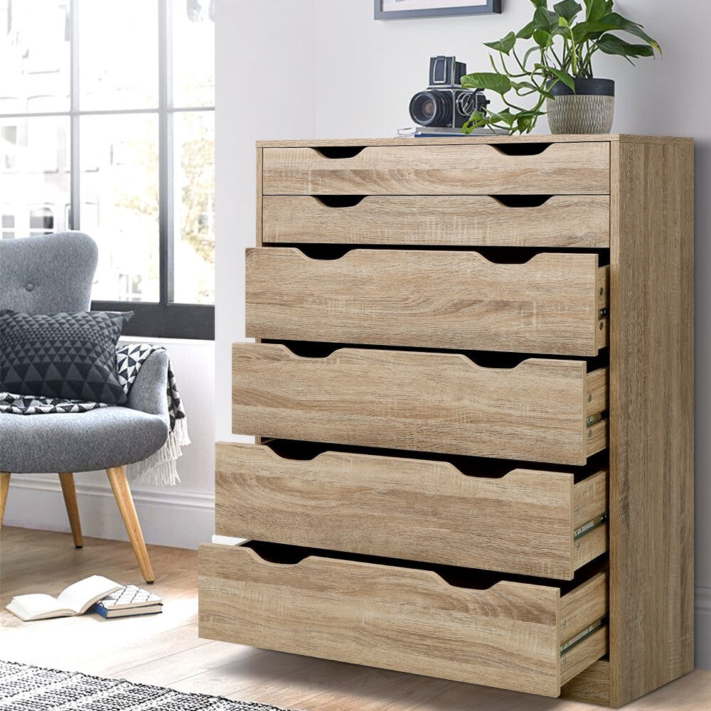 6 Chest of Drawers Tallboy Oak - Bedroom Storage Dresser - Brand New