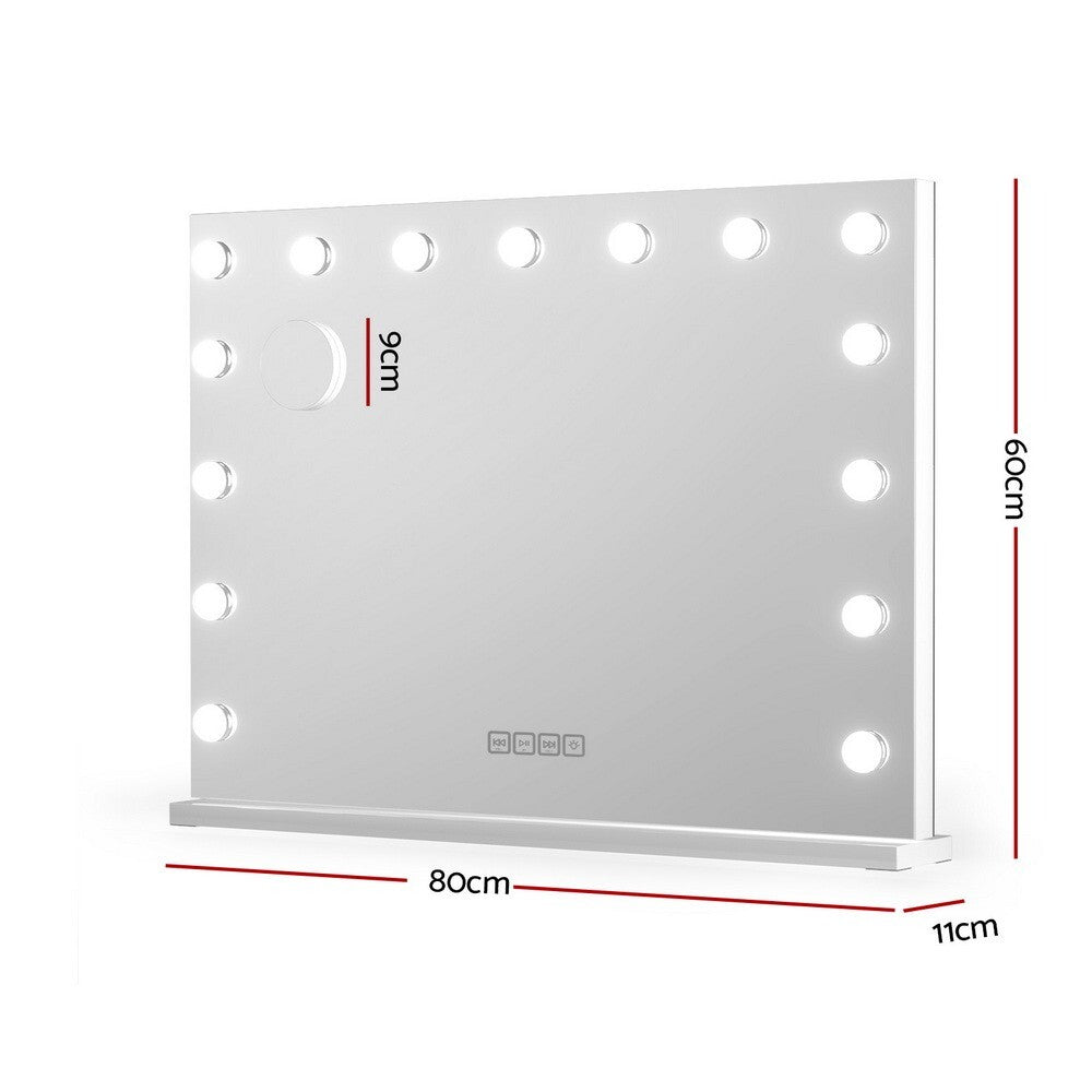 Bluetooth Music Makeup Mirror 80 x 58cm Touch Dimmer LED Bulbs - Brand New