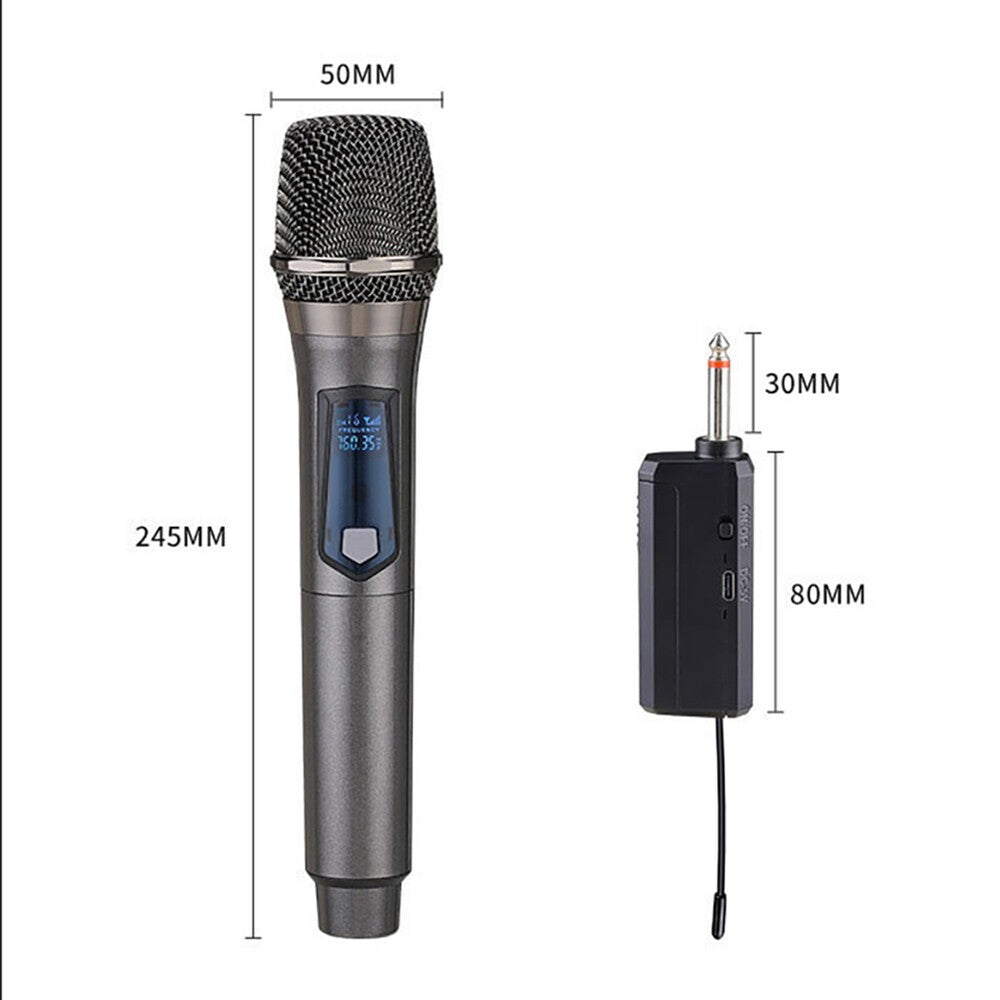 2x Wireless Microphones UHF Handheld Karaoke Mic Set with Receiver - Brand New