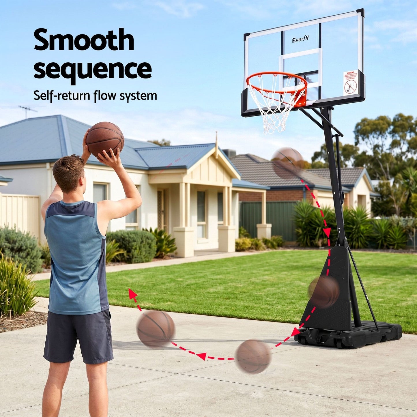 3.05M Basketball Hoop Stand System Portable Height Adjustable Net Ring