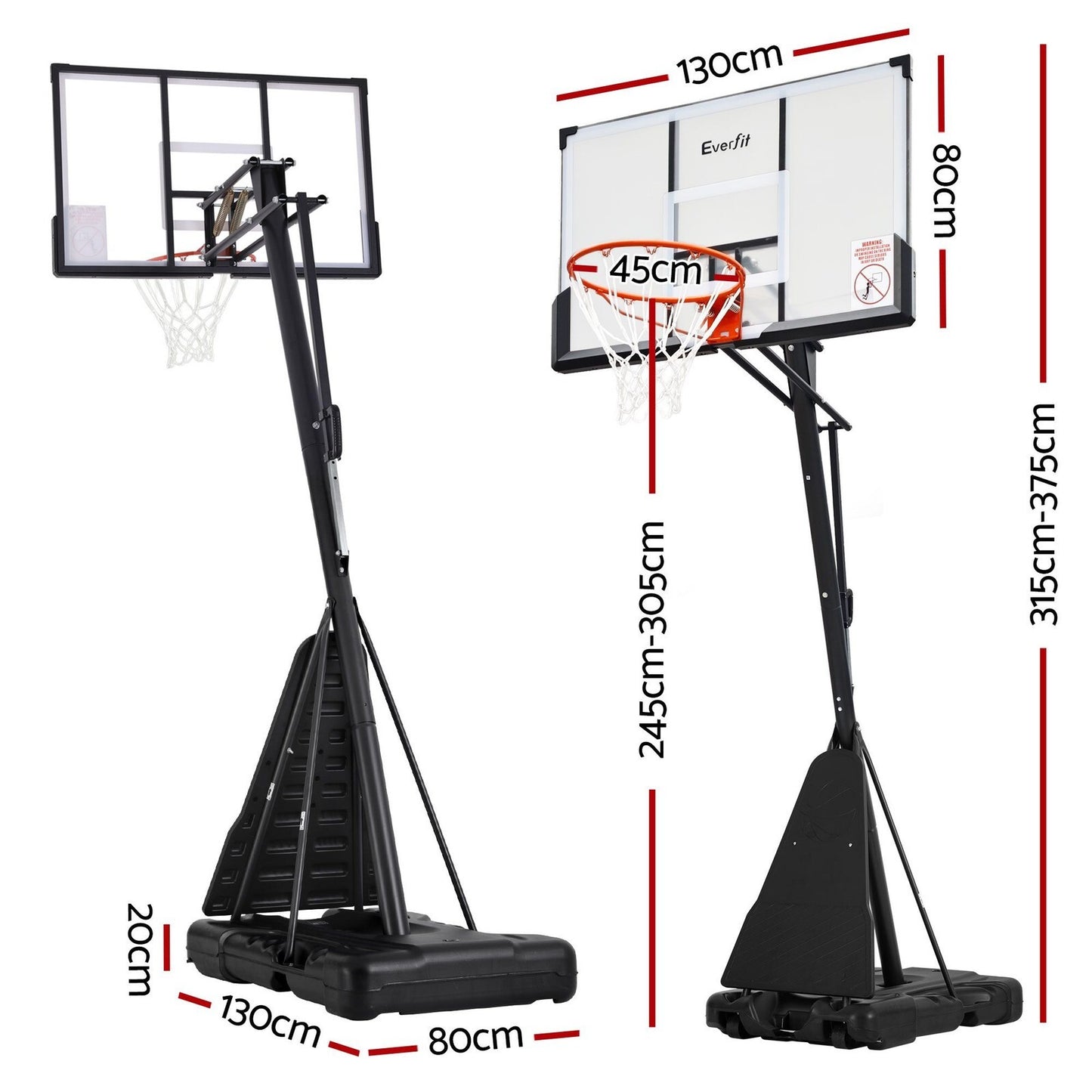3.05M Basketball Hoop Stand System Portable Height Adjustable Net Ring