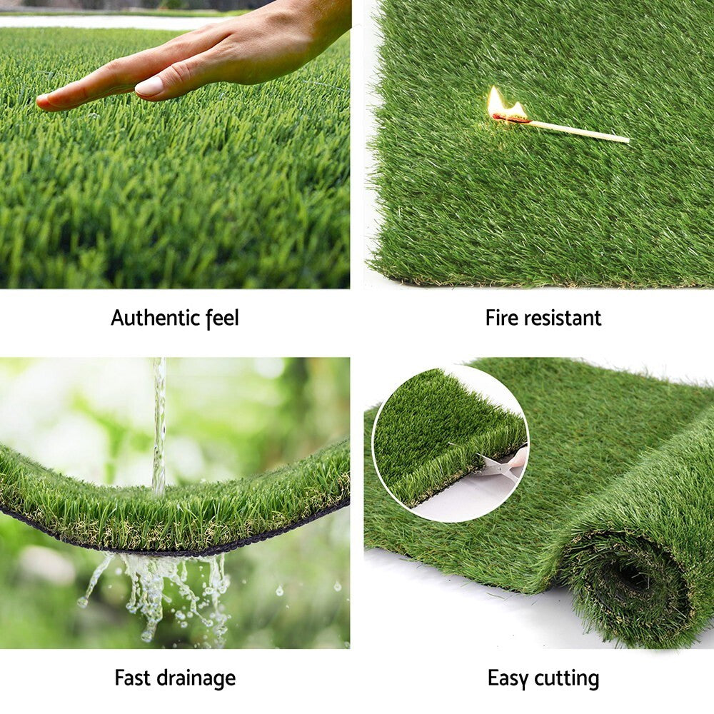 Artificial Grass Synthetic Fake Lawn Turf 2mx5m Plant 4-coloured 30mm