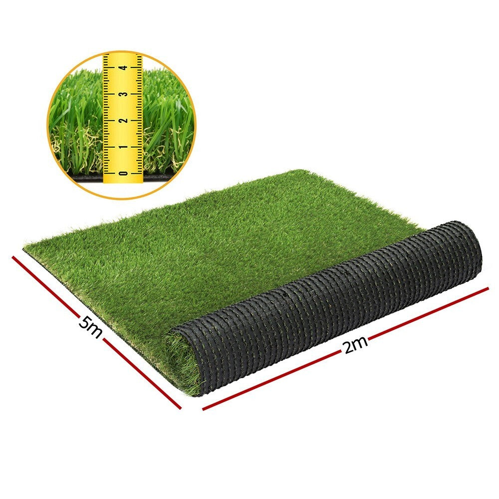 Artificial Grass Synthetic Fake Lawn Turf 2mx5m Plant 4-coloured 30mm