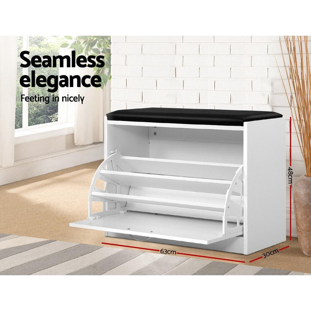 Shoe Rack Cabinet Bench 15 Pairs White