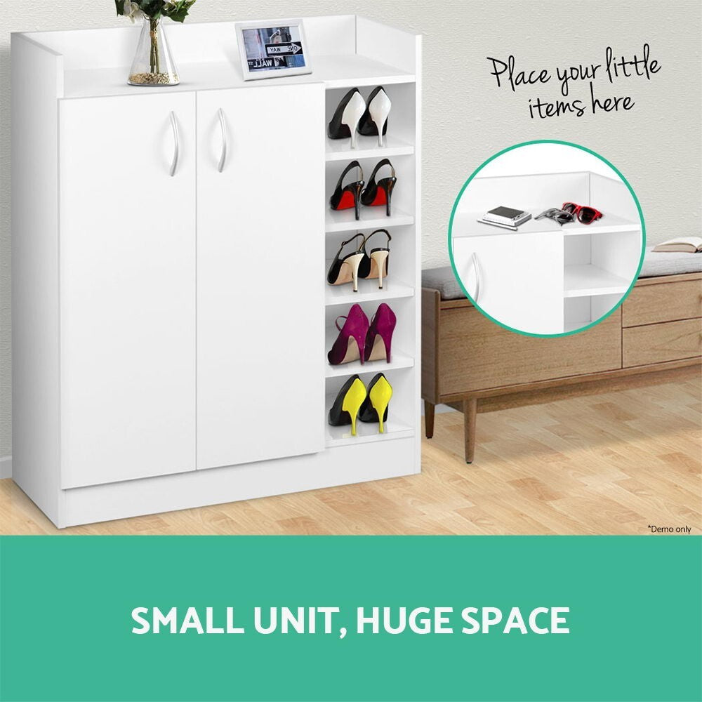 Shoe Rack Storage Cabinet 21 Pairs White Organiser Shelf Cupboard