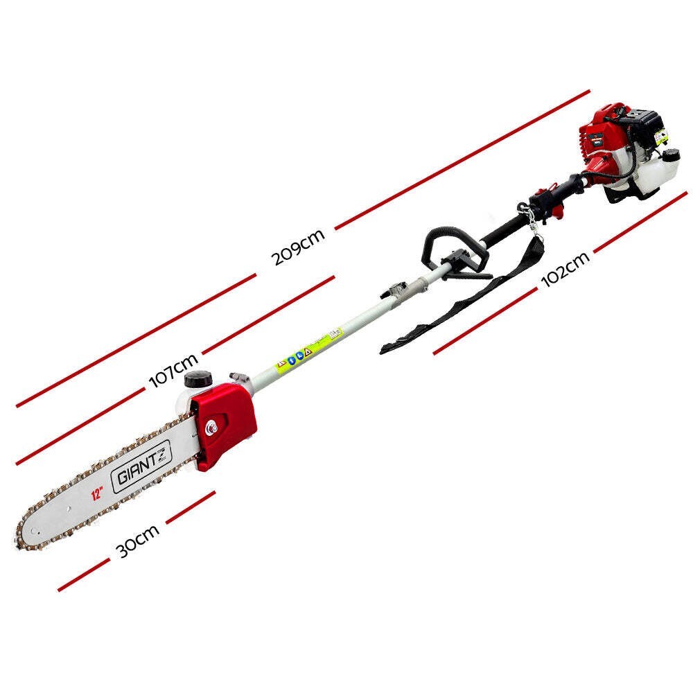Pole Chainsaw 2 Stroke Petrol Tree Pruner Long Reach Saw 12 Inch Bar 2 In