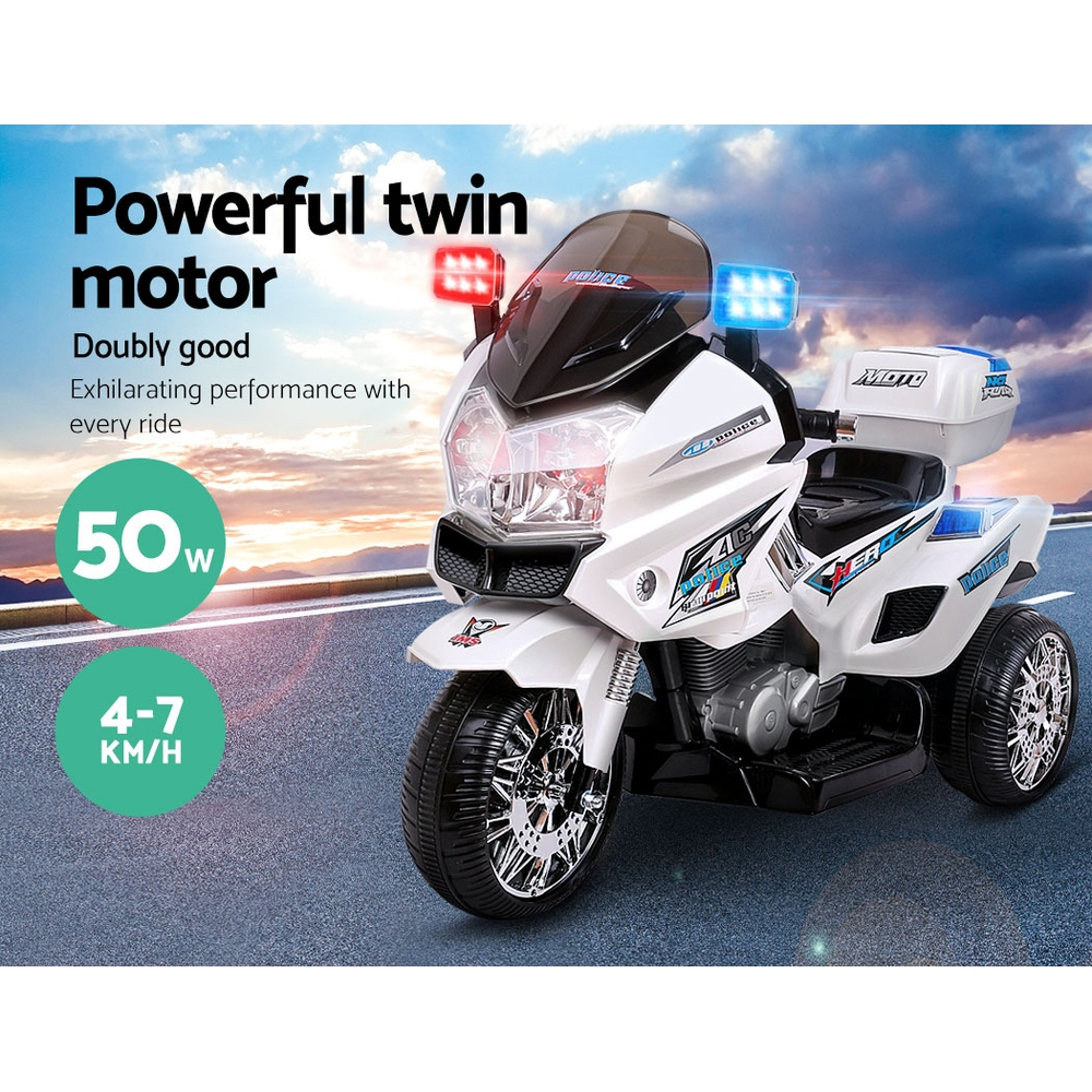 Kids Electric Ride On Patrol Police Car BMW-Inspired S1K Battery White